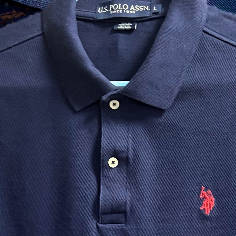 Mens Large Navy U.S. Polo Assn. 100% cotton Polo Shirt with horse logo